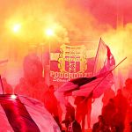 Oprawa ultras podczas meczu Stomil Olsztyn - Widzew Łódź 0:2